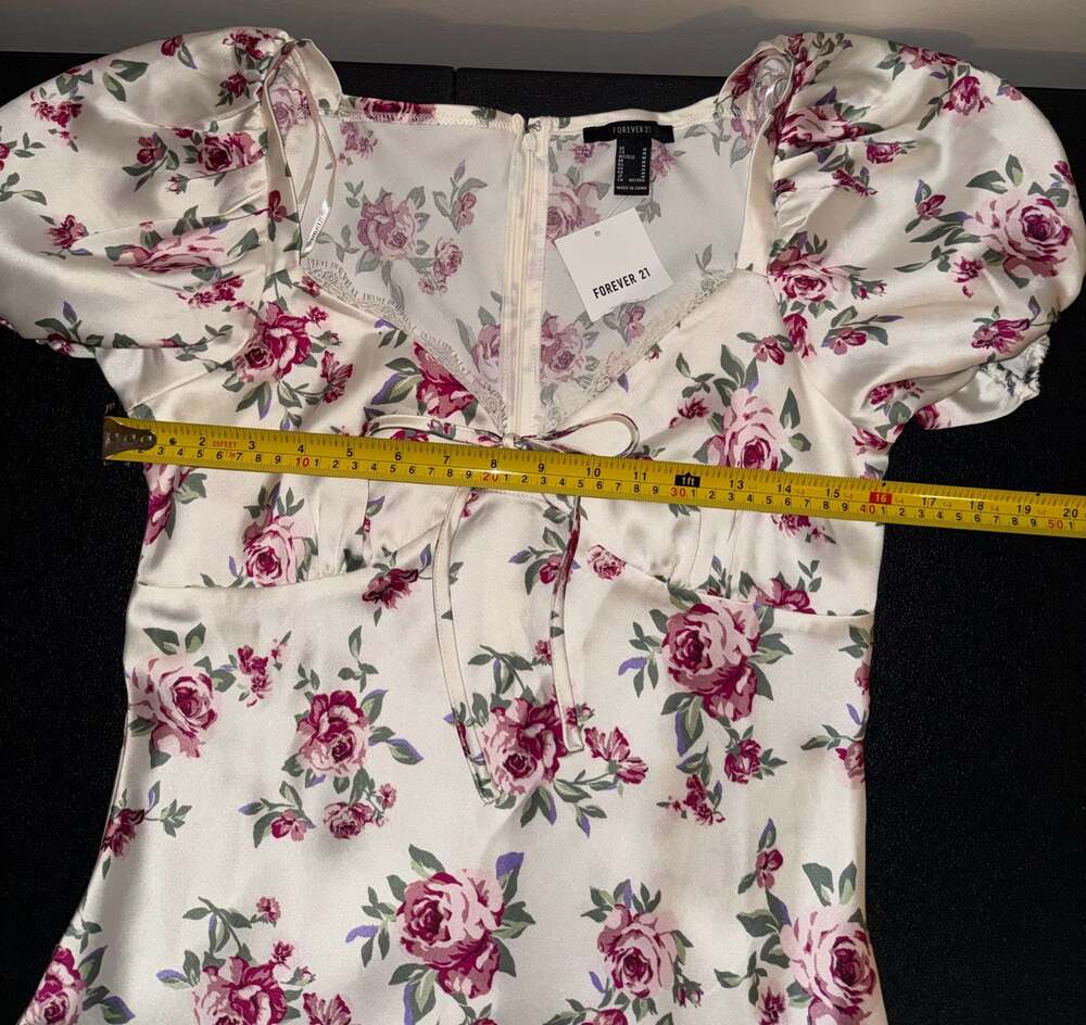 Forever 21 Floral Puff-Sleeve Mini Dress Size M - Picture 7 of 8